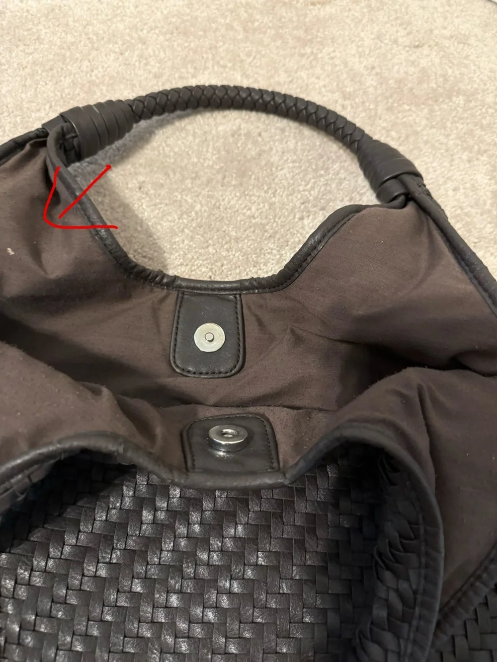 Woven Dark Brown Shoulder Bag with Braided Handles